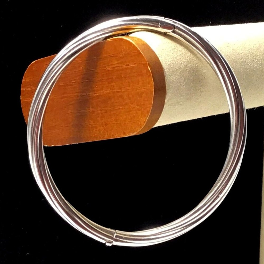 Sterling Silver Textured Bangle Bracelet Vintage Thailand 11.6g 5mm Size 7